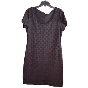 Isaac Mizrahi Black Lace Overlay Shift Dress NWT XL Little Black Dress